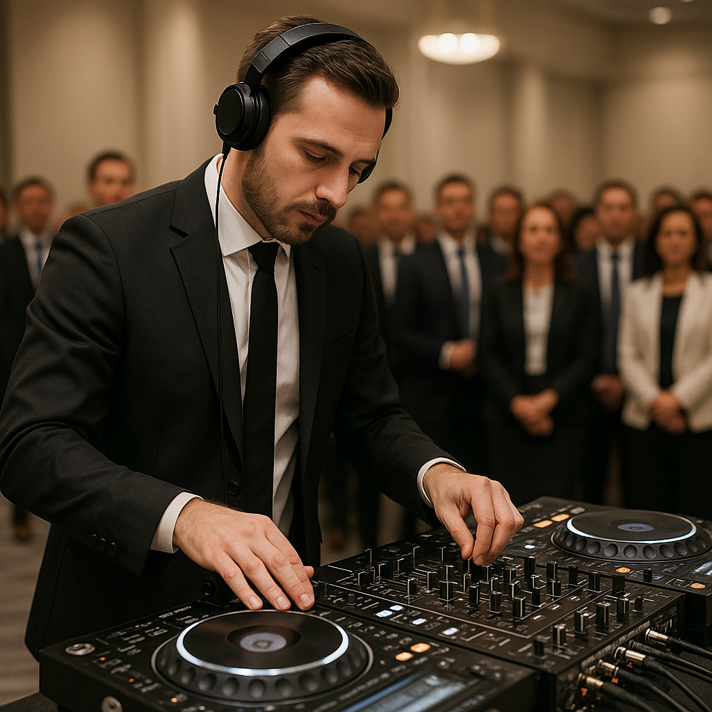 Ein professioneller DJ an einem modernen Mischpult